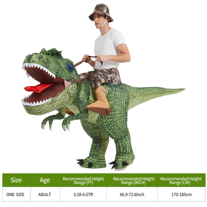 One Casa Inflatable Costume Dinosaur Riding T Rex Air Blow up Funny Party Halloween Costume for Adult - Image 3