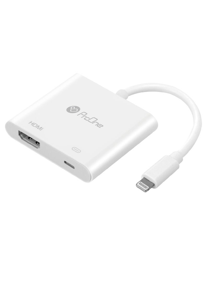 ProOne ProOne PHU550 Lightning to HDMI Digital AV Apple Adapter, 1080P Video & Audio Sync, Charging Port, Apple iPhone HDMI Converter for HD TV/Projector screen/Monitor, Compatible with All iOS Apple TV  - Image 1