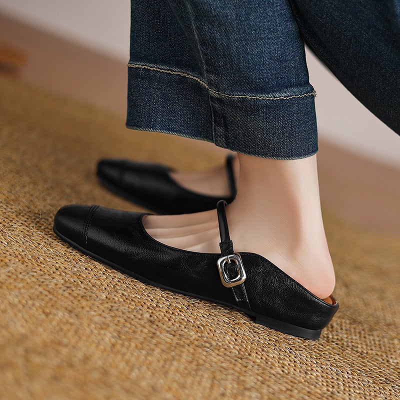 Lazada Supply Casual Low-Heeled Square Toe 32-43 Large And Small Size Toe Buckle Outdoor Slippers - Image 5