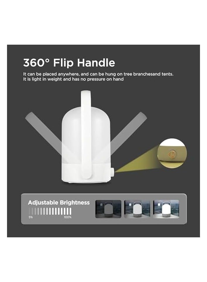 erorex LED Camping Light, Portable Cordless Lantern Table Lamp, 360° Portable Handle Dimmable Night Light, Rechargeable LED Camp Lamp with Hook for Reading Indoors, Hiking, Fishing, Emergency Outdoors - Image 4