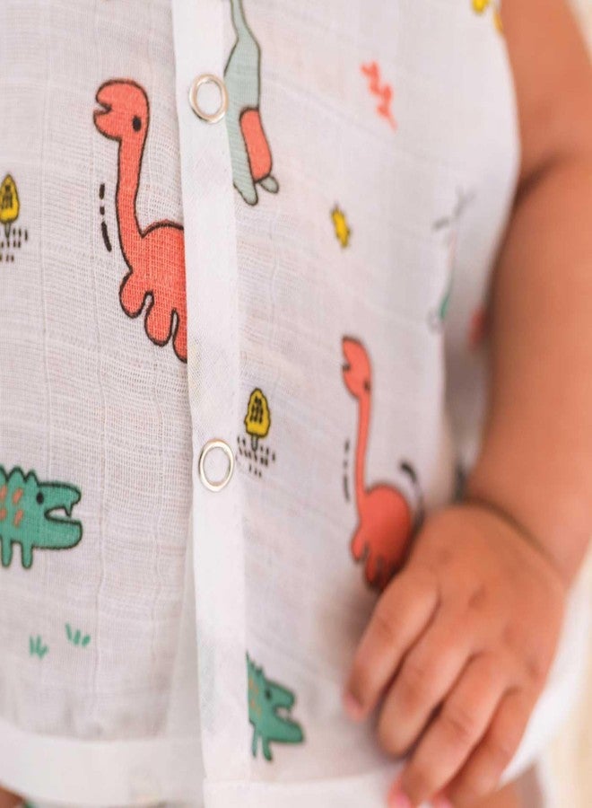 A Toddler Thing - Organic Cotton Muslin Button Jabla | White Jhabla | Assorted Pack of 5 | Size - Newborn | for Boys & Girls | Comfortable Summer Wear Jabala | Sleeveless Vest | Baby Products - Image 2