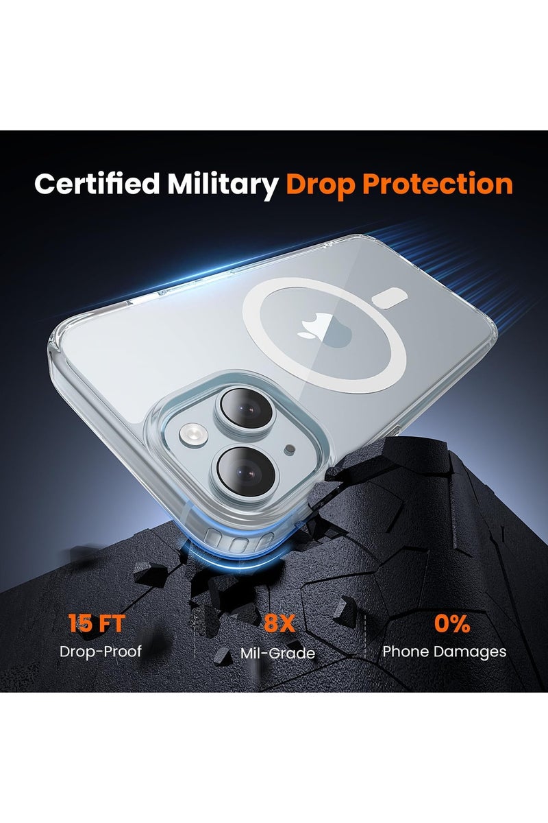 DUSALA 3 in 1 for iPhone 15 Case Clear with MagSafe, Not Yellowing, Screen Protector*1 Camera Lens Protector*1, Military-Grade Protection for iPhone 15 Phone Case 6.1 inch Clear - Image 4