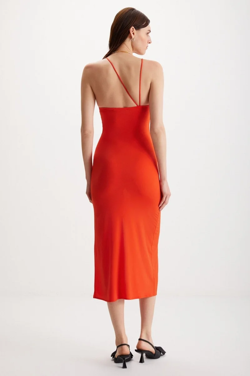 جريميلانج Naloria Women's Strappy Backless Slim Fit Long Pomegranate Flower Dress