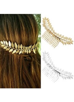 Idealway Leaf Hair Combs Bride Wedding Hair Accessories Silver Gold Leaves Headpiece for Goddess Daily Wear A 