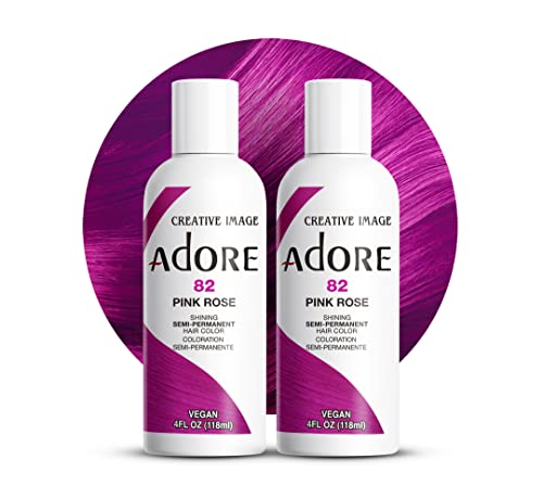 Adore Semi Permanent Hair Color Vegan and CrueltyFree Pink Hair Dye 4 Fl Oz 082 Pink Rose Pack of 2
