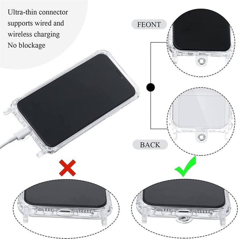 SYOSI Phone Lanyard Patch, Universal Phone Tether Plastic Phone Tether Tab Phone Case Lanyard With Metal Ring Compatible Every Mobile Phonefor Cellphones Safety Drop Protection 12 Pieces, Transparent - Image 4