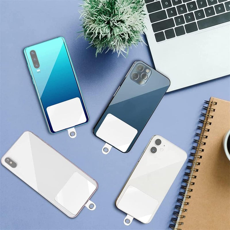 SYOSI Phone Lanyard Patch, Universal Phone Tether Plastic Phone Tether Tab Phone Case Lanyard With Metal Ring Compatible Every Mobile Phonefor Cellphones Safety Drop Protection 12 Pieces, Transparent - Image 5