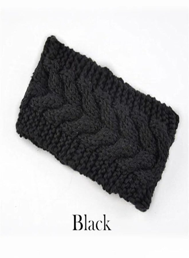 Richmen Women Winter Woolen Headband Ear-warmer Earmuff | Acrylic Woolen Skull Stretch headband For Girls (1 Black) - Image 2