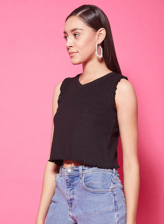 CHIMPAAANZEE Black Solid Crop Top - Image 4