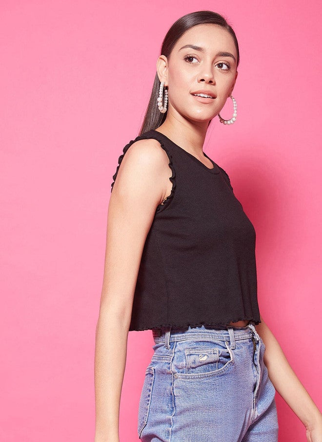 CHIMPAAANZEE Black Solid Crop Top - Image 3