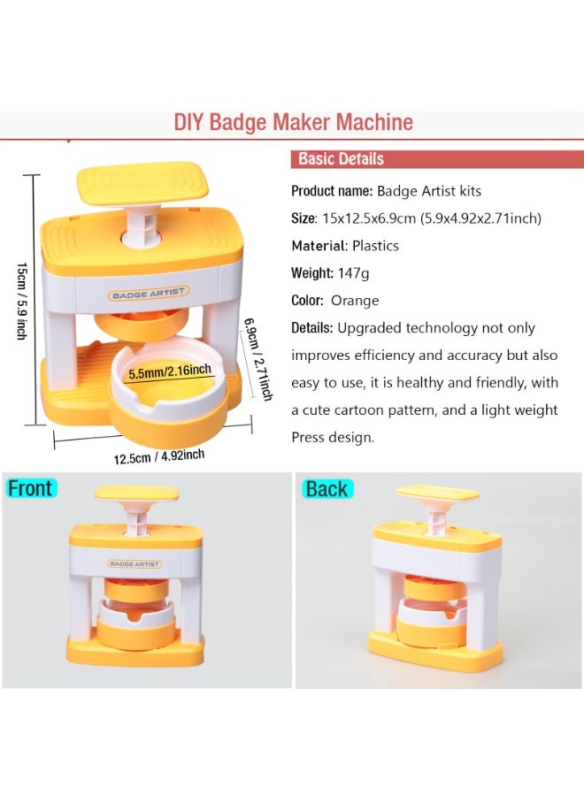 مجموعة صنع الشارات بنفسك، صانع شارات للأطفال مع قاطع ورق، تتضمن المجموعة الكاملة قوالب وإكسسوارات لصنع أزرار ودبابيس مخصصة. - Image 2