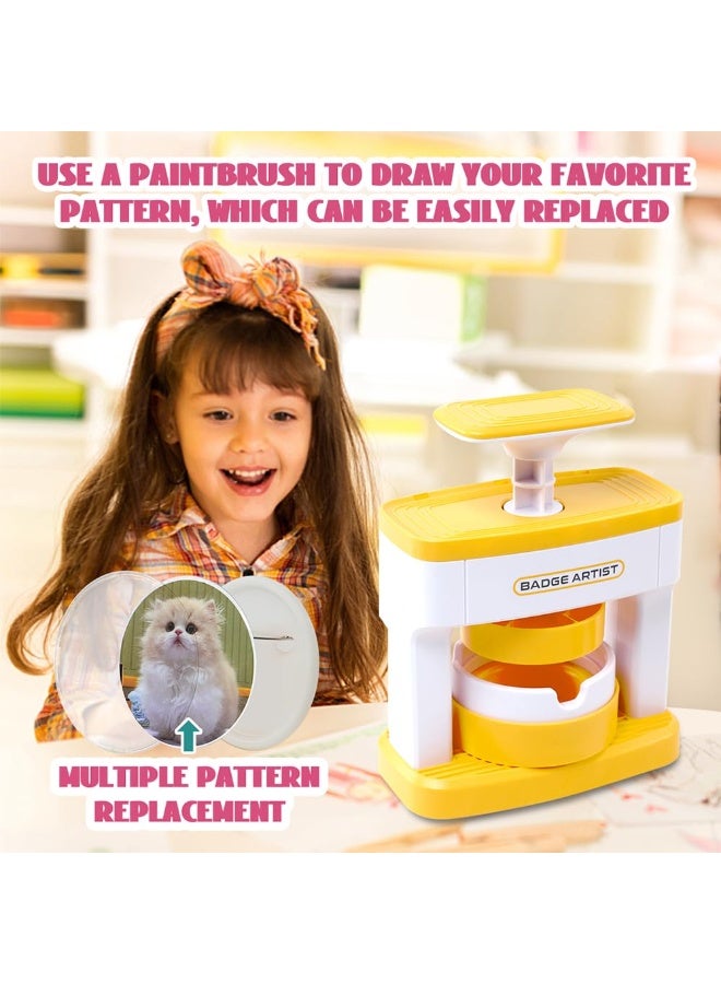 مجموعة صنع الشارات بنفسك، صانع شارات للأطفال مع قاطع ورق، تتضمن المجموعة الكاملة قوالب وإكسسوارات لصنع أزرار ودبابيس مخصصة. - Image 4