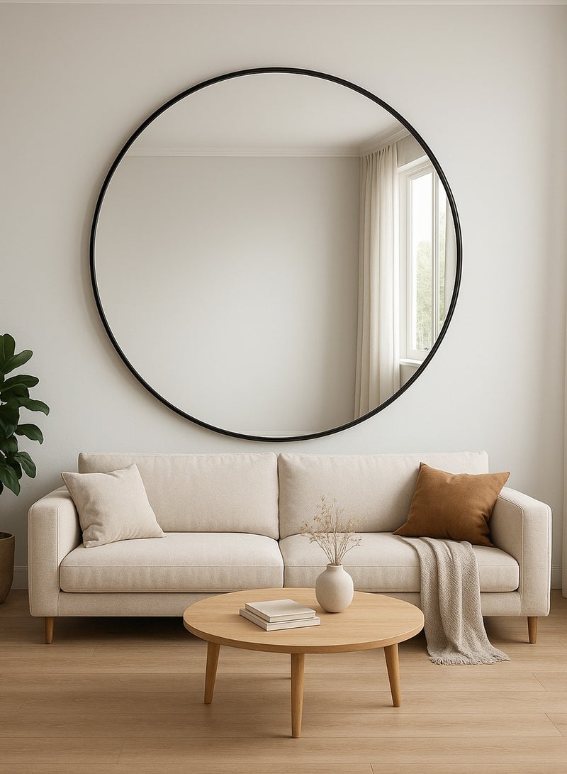 تايمي مرآة كبيرة جدا  بتصميم أنيق 120 سم - مرآة مكياج بإطار معدني أسود - تصميمها الرائع مناسب لغرفة الملابس وغرفة المعيشة وغرفة النوم والديكور - Image 2