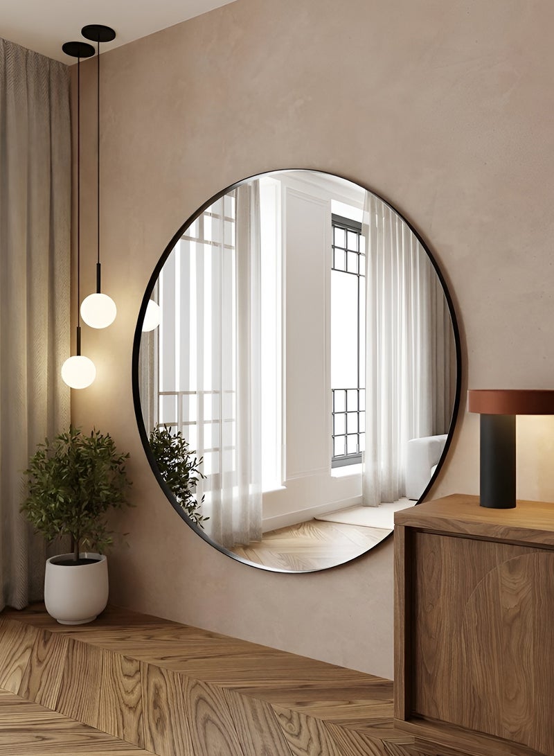 تايمي مرآة كبيرة جدا  بتصميم أنيق 120 سم - مرآة مكياج بإطار معدني أسود - تصميمها الرائع مناسب لغرفة الملابس وغرفة المعيشة وغرفة النوم والديكور - Image 3