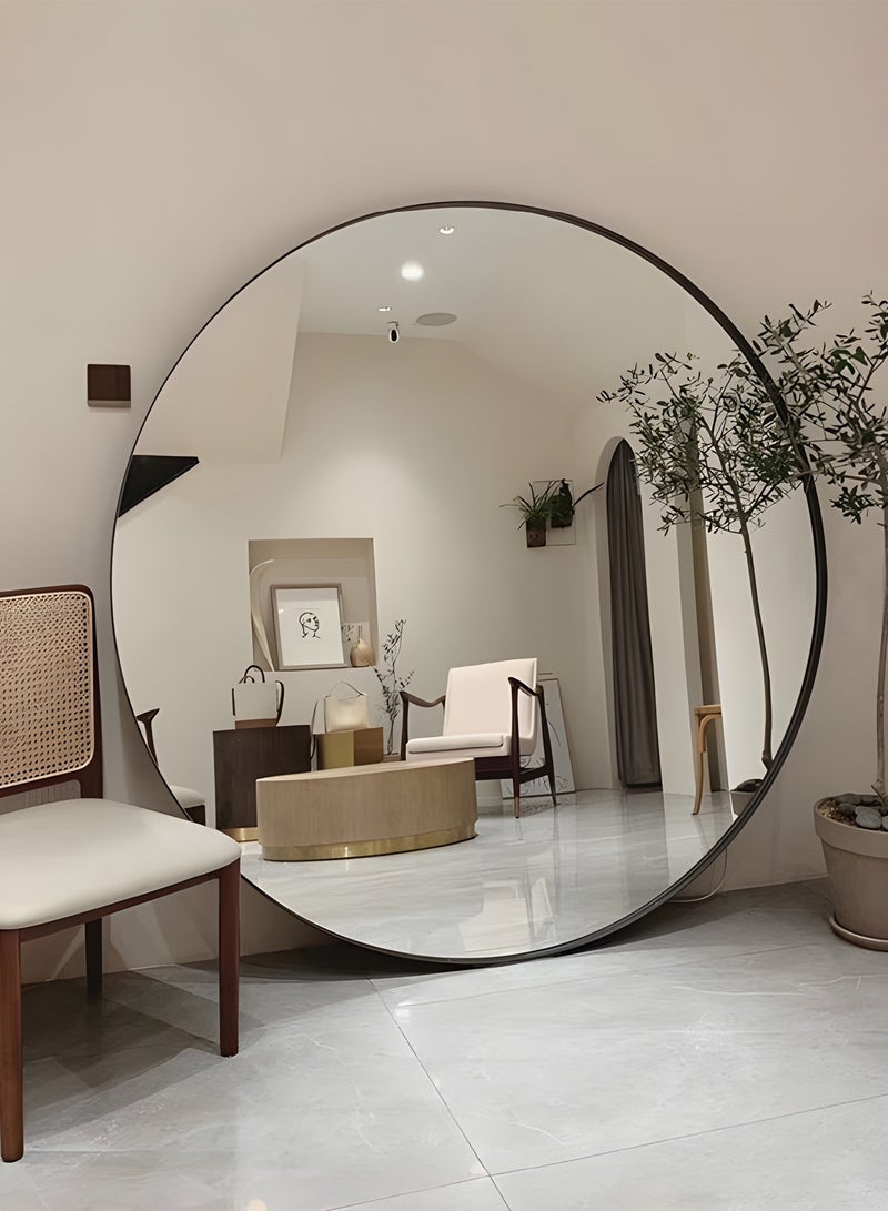 تايمي مرآة كبيرة جدا  بتصميم أنيق 120 سم - مرآة مكياج بإطار معدني أسود - تصميمها الرائع مناسب لغرفة الملابس وغرفة المعيشة وغرفة النوم والديكور - Image 1