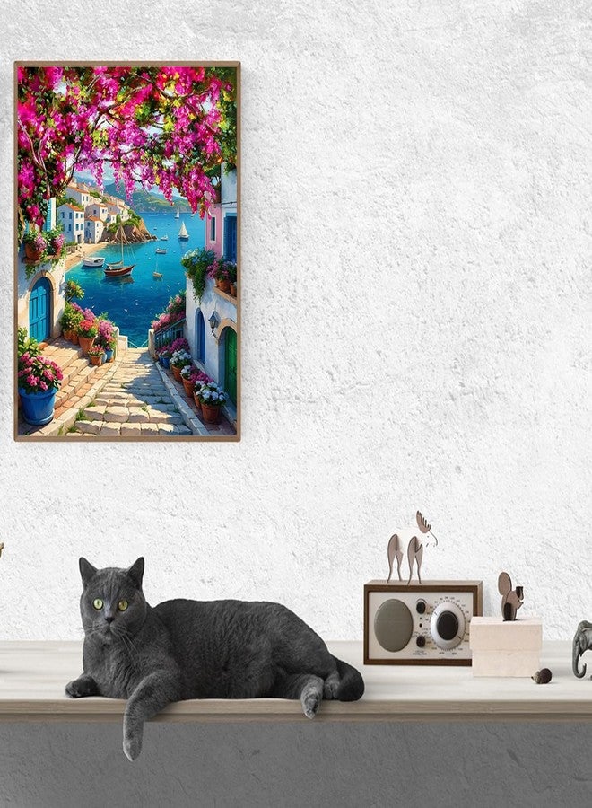 MBNTJHT DIY Paint by Numbers Kit for Adults,Scenery Paint by Number on Canvas with Brushes,Flowers Town and Sea Paints for Home Wall Decor 16X20 Inch - Image 4