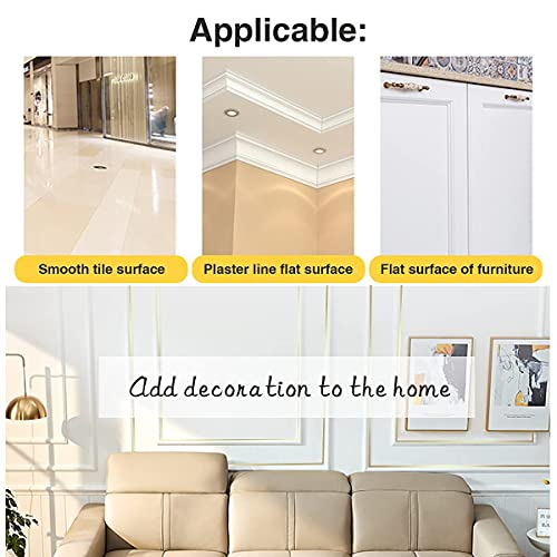WALLTON Self-Adhesive Decorative 45 Meters Golden Tape for Tiles Line Gaping, Waterproof Gap Sealing Tape Strip for Home Floor, Wall, Ceiling, Kitchen & Cabinet. Tiles Seam Sticker (Gold, 1cm x 45m) - Image 5