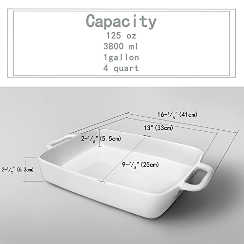 FLORWOD Large Baking Dish 9x13 Oven Dish Baking Lasagna Pan with Handles, White Porcelain Casserole Dish Oven Safe for Cake, Banquet and Daily Use, 4 Quart - Image 3