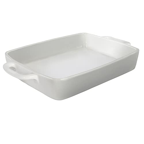 FLORWOD Large Baking Dish 9x13 Oven Dish Baking Lasagna Pan with Handles, White Porcelain Casserole Dish Oven Safe for Cake, Banquet and Daily Use, 4 Quart - Image 1