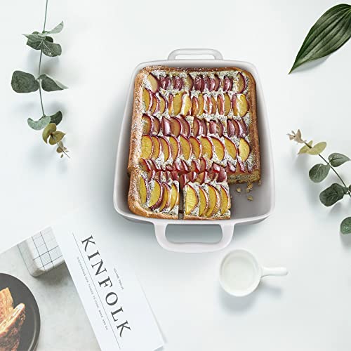 FLORWOD Large Baking Dish 9x13 Oven Dish Baking Lasagna Pan with Handles, White Porcelain Casserole Dish Oven Safe for Cake, Banquet and Daily Use, 4 Quart - Image 4