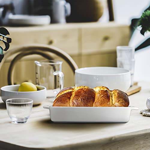 FLORWOD Large Baking Dish 9x13 Oven Dish Baking Lasagna Pan with Handles, White Porcelain Casserole Dish Oven Safe for Cake, Banquet and Daily Use, 4 Quart - Image 5