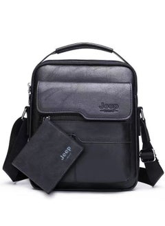 Jeep Men Crossbody Bag Shoulder Bags Vintage Men Handbags Large Capacity PU Leather Bag For Man Messenger Bags Tote Bag purse,Black  - Image 1