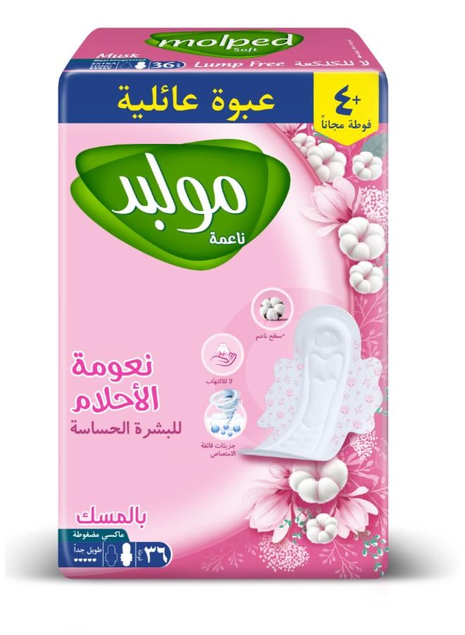 Molped Family Pack Of 36 Maxi Compressed Extra Long Soft Pads  - Image 2
