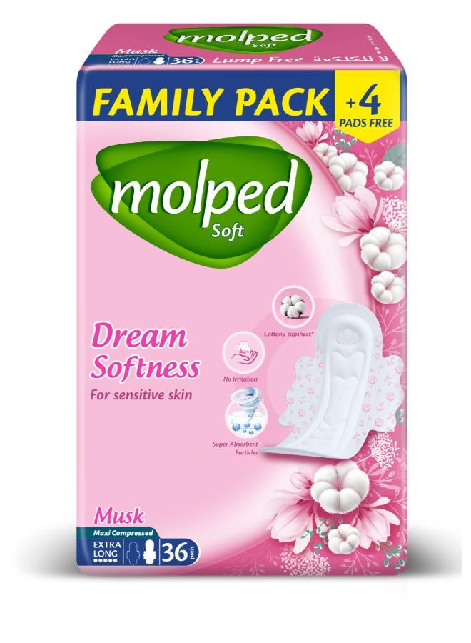 Molped Family Pack Of 36 Maxi Compressed Extra Long Soft Pads  - Image 1