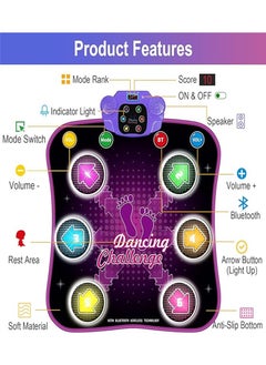 Generic Kids Dance Mat for 3 4 5 6 7 8+ Year Old with Bluetooth, Light up Music Dance Mats Toys with Volume Adjustable, Electronic Dancing Mat with 3 Languages Available for Festive Gift  - Image 3