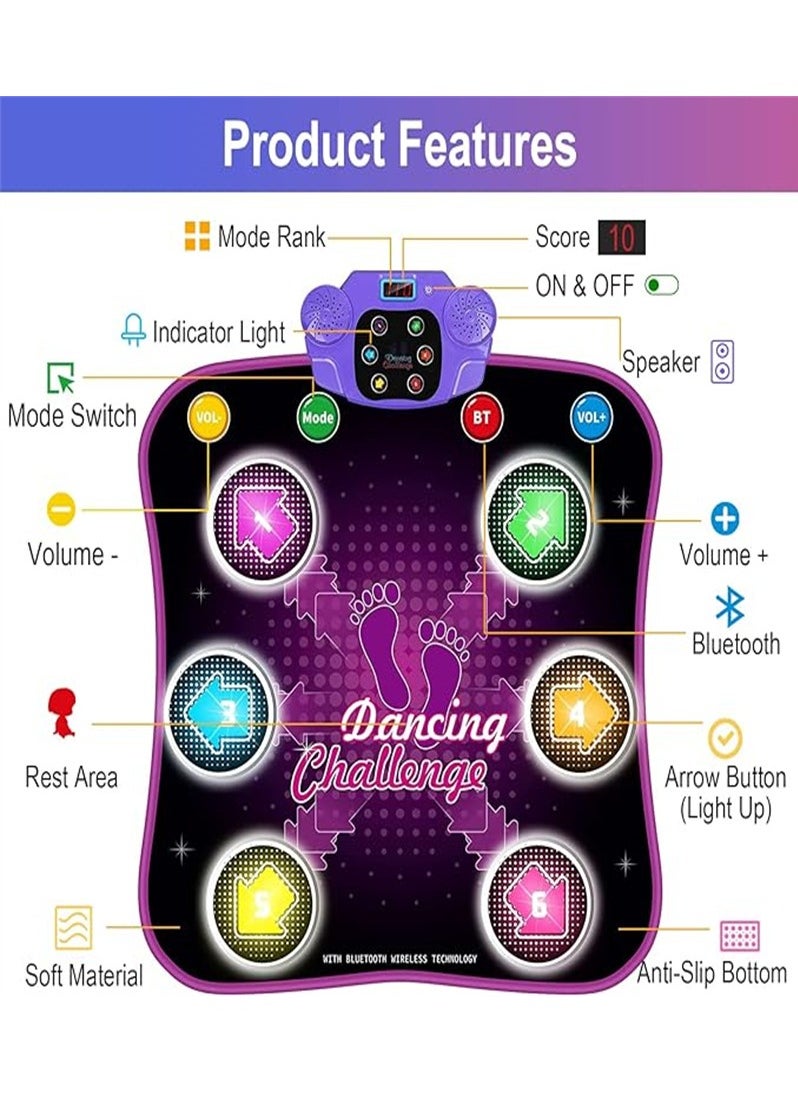 Generic - Kids Dance Mat for 3 4 5 6 7 8+ Year Old with Bluetooth, Light up Music Dance Mats Toys with Volume Adjustable, Electronic Dancing Mat with 3 Languages Available for Festive Gift - Image 1