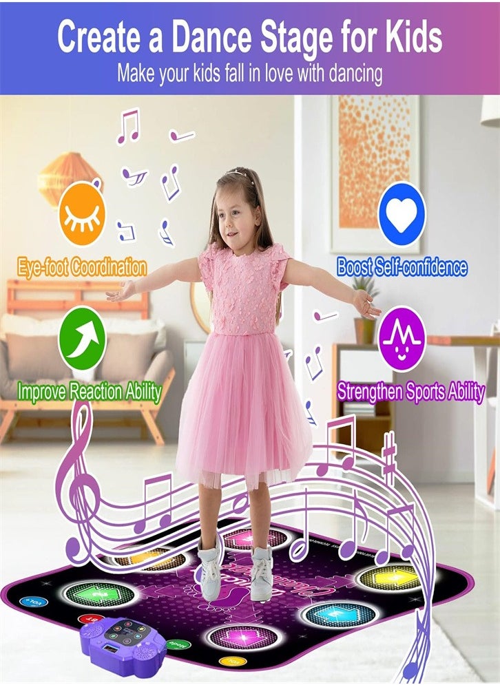 Generic - Kids Dance Mat for 3 4 5 6 7 8+ Year Old with Bluetooth, Light up Music Dance Mats Toys with Volume Adjustable, Electronic Dancing Mat with 3 Languages Available for Festive Gift - Image 1