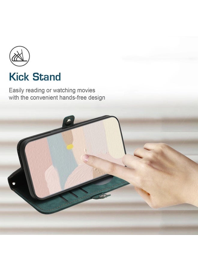 Case Cover For Samsung Galaxy A71 5G Side Buckle Double Fold Hand Strap Leather Phone Case(Dark Green)