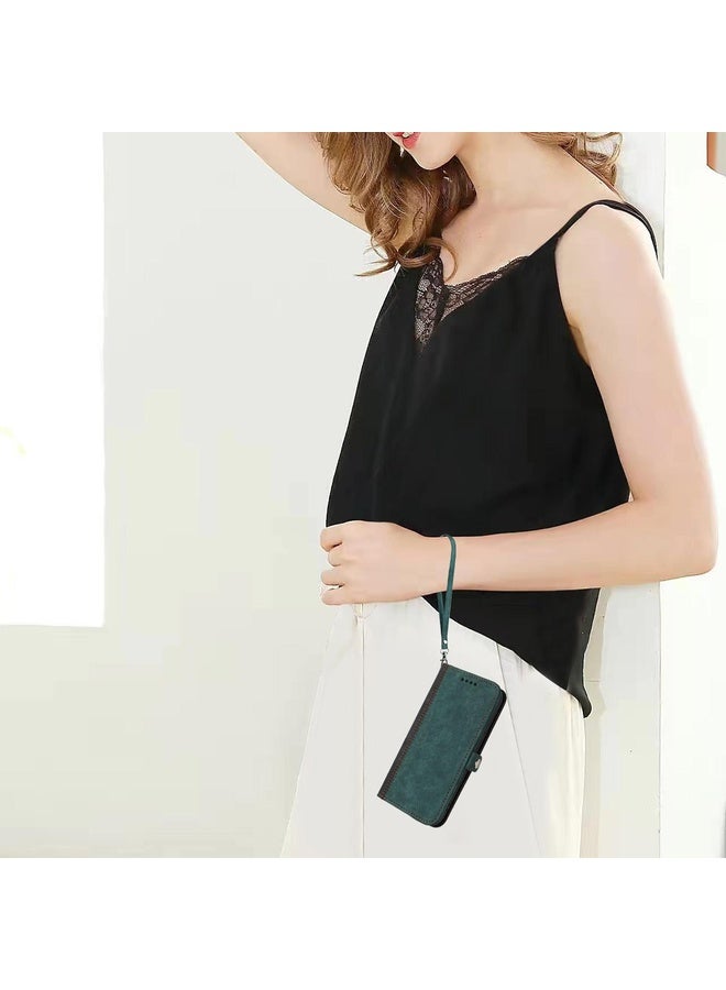 Case Cover For Samsung Galaxy A71 5G Side Buckle Double Fold Hand Strap Leather Phone Case(Dark Green)