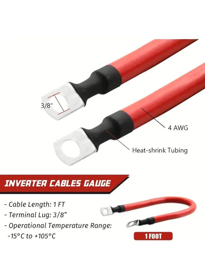 4 Awg Battery Inverter Wire Set Sc25 10 1 Pack Of 2 18in Red And Black Power Inverter Cable For Car Motorcycle - Image 4