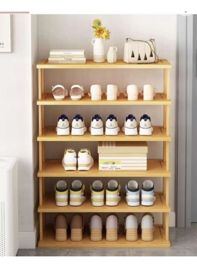 Beige Bamboo 6-Tier Shoe Rack – Stylish, Eco-Friendly Organizer for Home & Office Use - Image 1