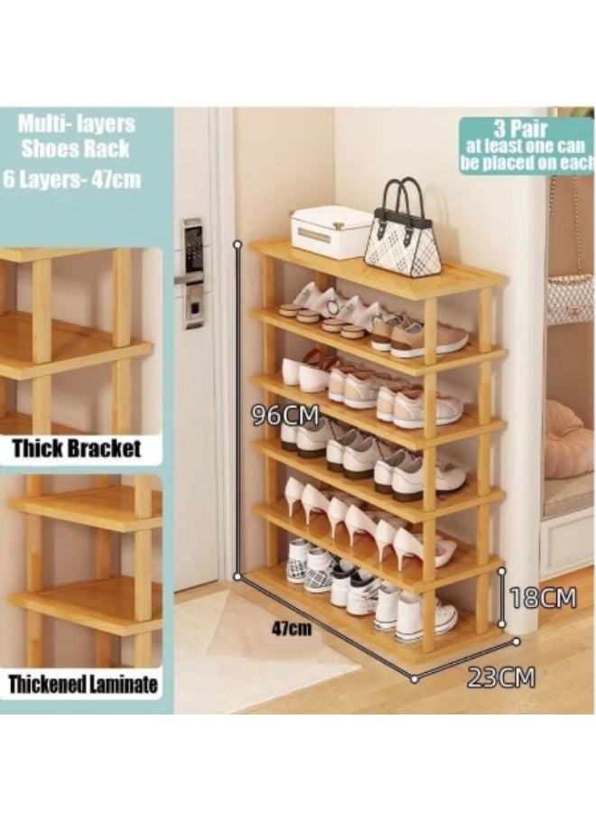 Beige Bamboo 6-Tier Shoe Rack – Stylish, Eco-Friendly Organizer for Home & Office Use - Image 2