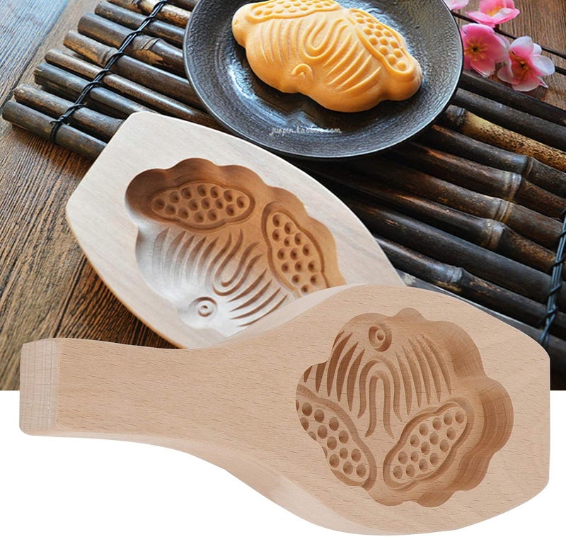 comfrt Mooncake Mold, Wooden Chinese Moon Cake Flower Shape Press Mold for DIY Baking Cookies Moon Pies Chocolate Pumpkin Pie(Lotus Flower) - Image 5