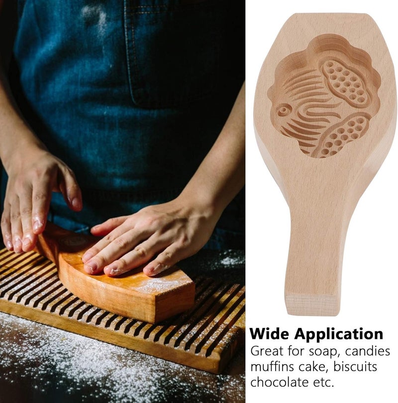 comfrt Mooncake Mold, Wooden Chinese Moon Cake Flower Shape Press Mold for DIY Baking Cookies Moon Pies Chocolate Pumpkin Pie(Lotus Flower) - Image 4