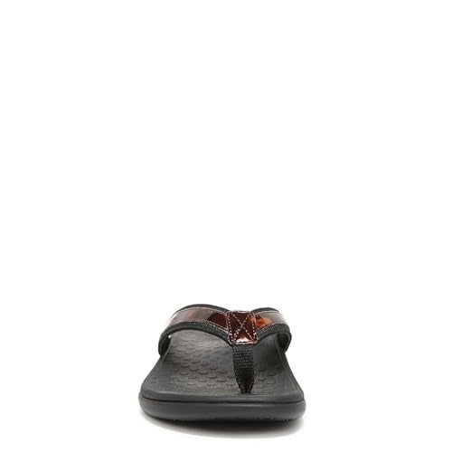 Vionic Women's Tide II Toe Post Sandal - Ladies Flip Flop with Concealed Orthotic Arch Support Black Tortoise 6 M US - Image 4