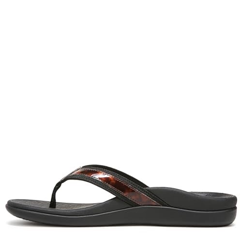 Vionic Women's Tide II Toe Post Sandal - Ladies Flip Flop with Concealed Orthotic Arch Support Black Tortoise 6 M US - Image 2