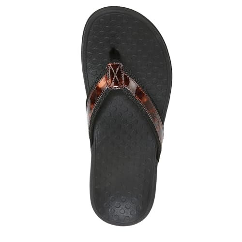 Vionic Women's Tide II Toe Post Sandal - Ladies Flip Flop with Concealed Orthotic Arch Support Black Tortoise 6 M US - Image 5