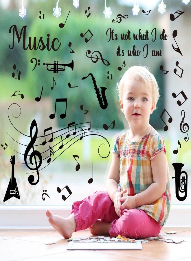 وولاين ملصقات نوافذ من Whaline مكونة من 9 أوراق موسيقية، ملصقات نوافذ مزدوجة الجوانب على شكل جيتار وبوق، ديكور مناسب للمكاتب وغرف النوم وغرف الموسيقى وغرف الرقص وغيرها من الديكورات، 7.9 × 11.8 بوصة - Image 5