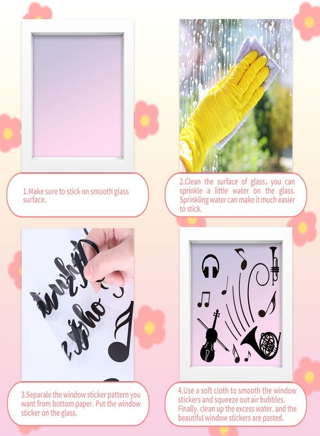 وولاين ملصقات نوافذ من Whaline مكونة من 9 أوراق موسيقية، ملصقات نوافذ مزدوجة الجوانب على شكل جيتار وبوق، ديكور مناسب للمكاتب وغرف النوم وغرف الموسيقى وغرف الرقص وغيرها من الديكورات، 7.9 × 11.8 بوصة - Image 3