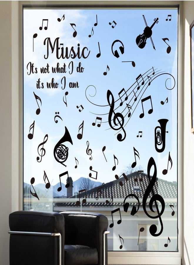 وولاين ملصقات نوافذ من Whaline مكونة من 9 أوراق موسيقية، ملصقات نوافذ مزدوجة الجوانب على شكل جيتار وبوق، ديكور مناسب للمكاتب وغرف النوم وغرف الموسيقى وغرف الرقص وغيرها من الديكورات، 7.9 × 11.8 بوصة - Image 4