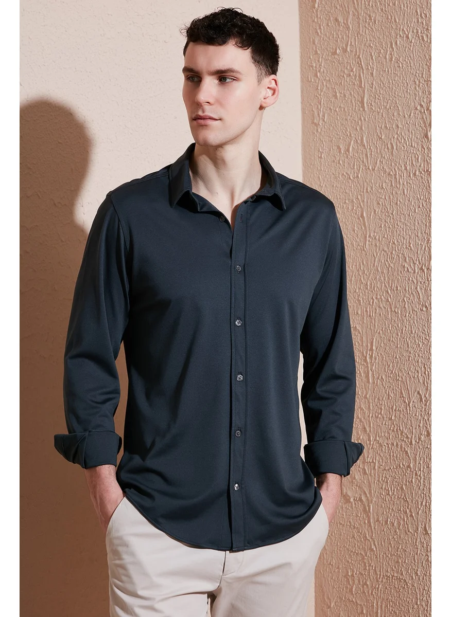 Buratti Cotton Regular Fit Plain Collar Shirt Men's Shirt CF25S119628