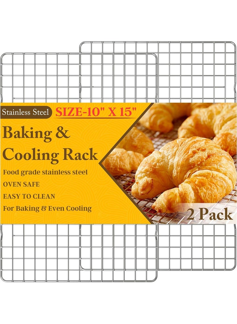 LOOPITYS 2PCS cooking and baking cooling rack -10 inch x 15 inch stainless steel wire rack, used for baking, grilling, baking - oven and dishwasher washable - Image 1
