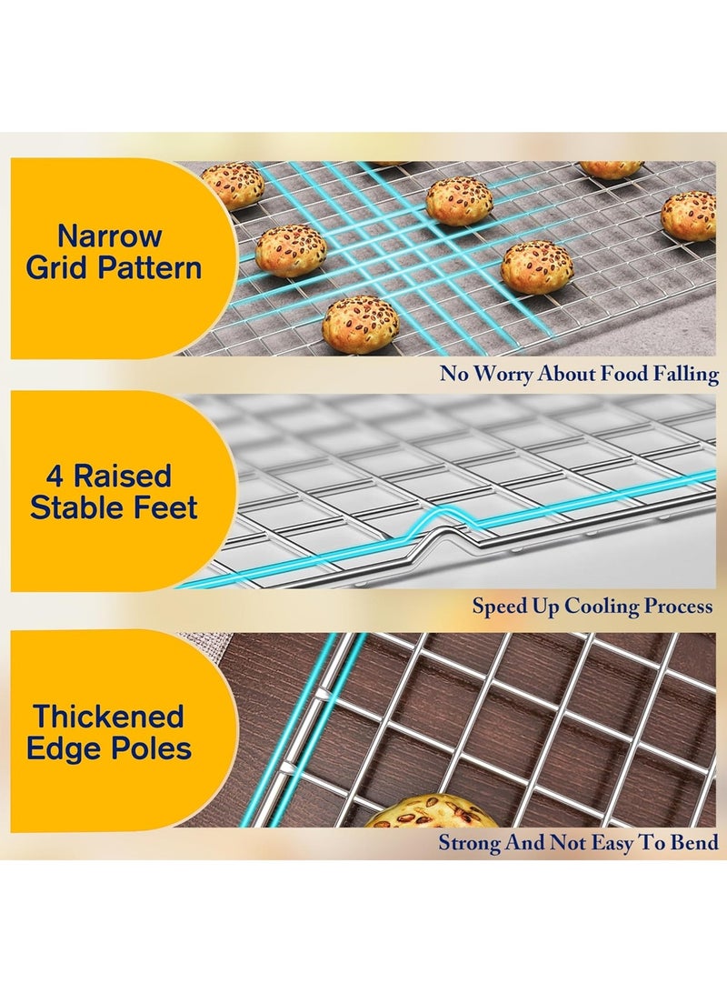 LOOPITYS 2PCS cooking and baking cooling rack -10 inch x 15 inch stainless steel wire rack, used for baking, grilling, baking - oven and dishwasher washable - Image 3