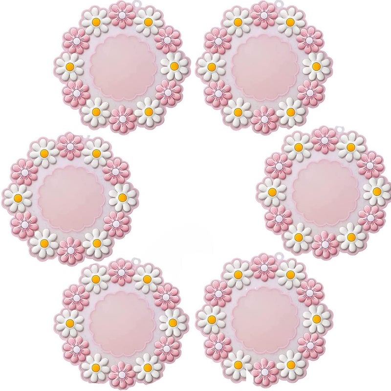 FS COOL Silicone Coasters for Drinks Cute Sakura Flower Pattern AntiSlip Silicone Cup Mats Insulated Coaster Protect Furniture from Damage Pink Big Pack of 6 - Image 1
