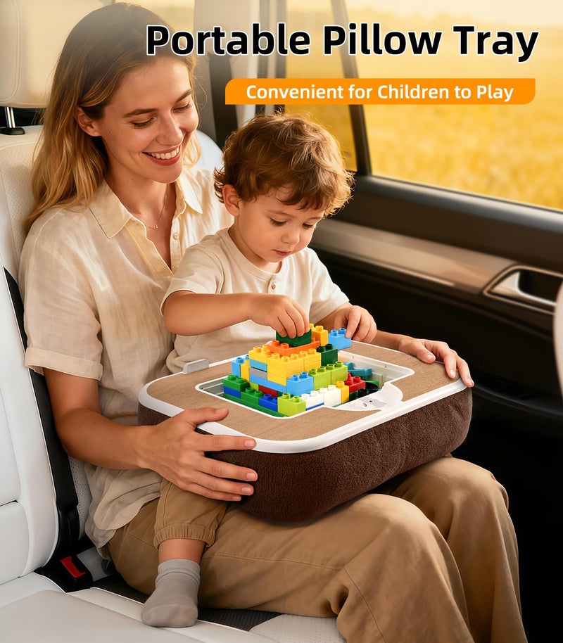 DICMKY Car Seat Tray Pillow Stand, Laptop Lap Desk with Mouse Pad, Portable Food Tray with Tablet/Kindle Mount Holder, Front/Rear Seat Table for Office/Eating/Reading, Travel Essentials Accessories - Image 4