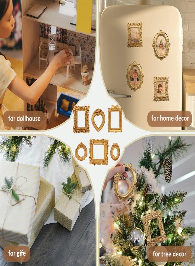 NSdawali 18Pcs Mini Gold Frames, Vintage Resin Picture Frames for Dollhouse DIY Art Craft Projects Jewelry Display Refrigerator Magnets Home Décor, Antique Small Baroque Ornaments in Various Shapes and Sizes - Image 5